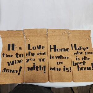 Burlap Wine Bags‎ (8) W/Drawstring Cloth Bottle Gift Bags 6"X14"
